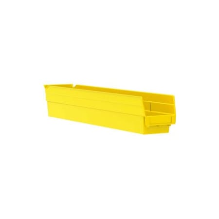 Akro-Mils Shelf Storage Bin, Plastic, Yellow, 4 in H, 4-1/8 in W, 23-5/8 in L, 12 PK 30124YELLO